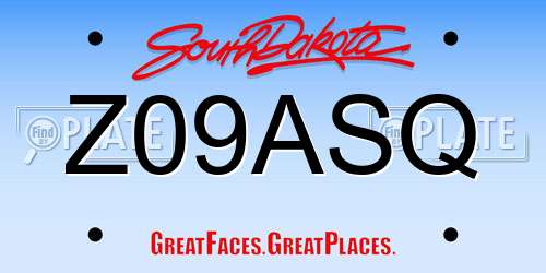 Z09ASQ South Dakota License Plate