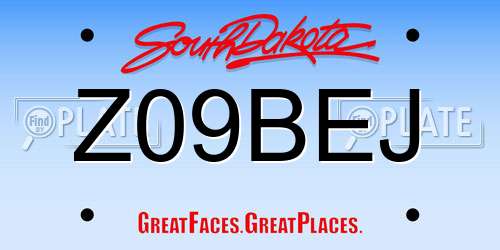 Z09BEJ South Dakota License Plate