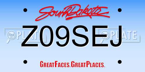 Z09SEJ South Dakota License Plate