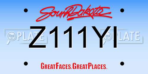 Z111YI South Dakota License Plate