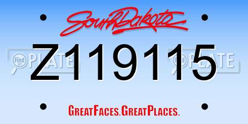 Z119115 South Dakota License Plate