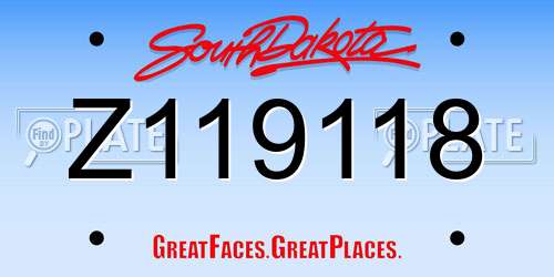 Z119118 South Dakota License Plate