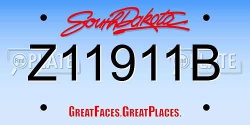Z11911B South Dakota License Plate