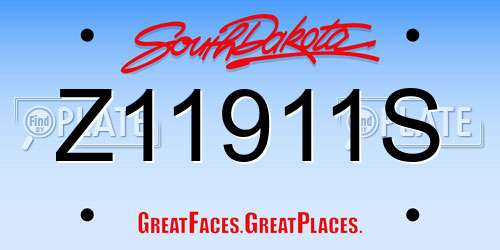Z11911S South Dakota License Plate