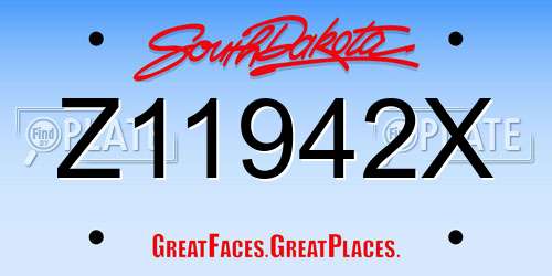 Z11942X South Dakota License Plate