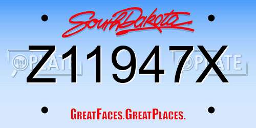 Z11947X South Dakota License Plate