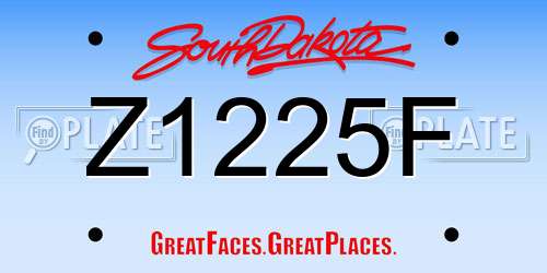 Z1225F South Dakota License Plate