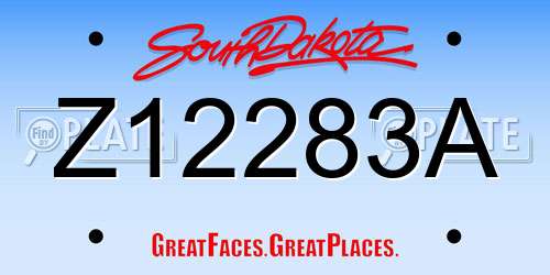 Z12283A South Dakota License Plate