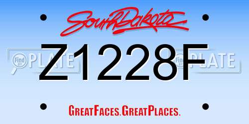 Z1228F South Dakota License Plate