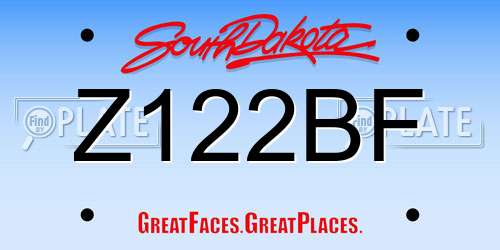 Z122BF South Dakota License Plate