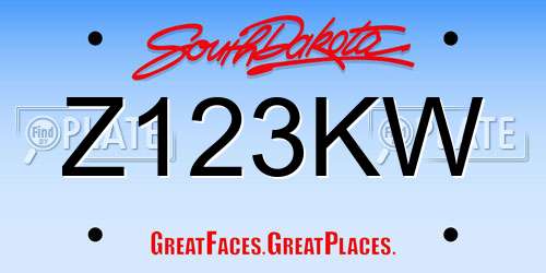 Z123KW South Dakota License Plate
