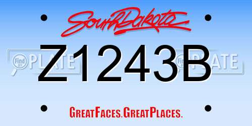 Z1243B South Dakota License Plate