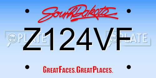 Z124VF South Dakota License Plate