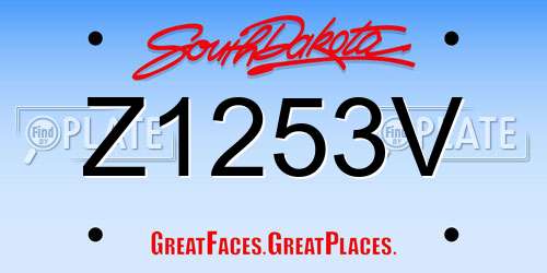 Z1253V South Dakota License Plate