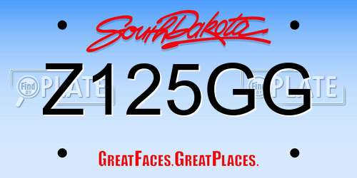 Z125GG South Dakota License Plate