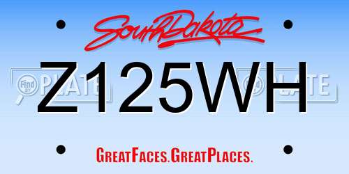 Z125WH South Dakota License Plate