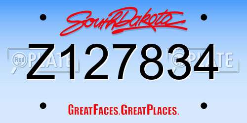 Z127834 South Dakota License Plate