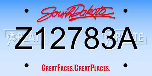 Z12783A South Dakota License Plate
