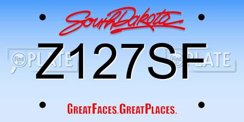 Z127SF South Dakota License Plate