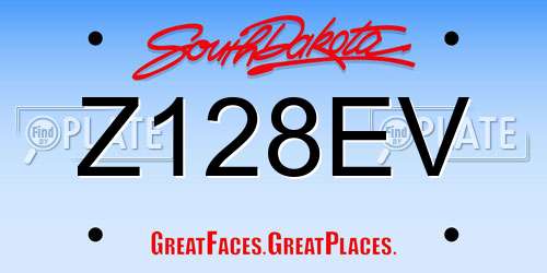 Z128EV South Dakota License Plate