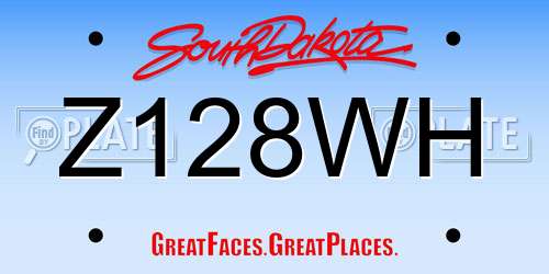 Z128WH South Dakota License Plate