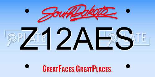 Z12AES South Dakota License Plate