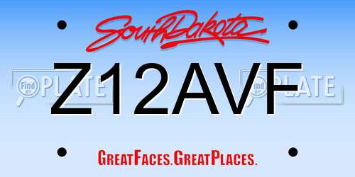 Z12AVF South Dakota License Plate