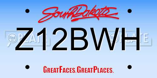 Z12BWH South Dakota License Plate