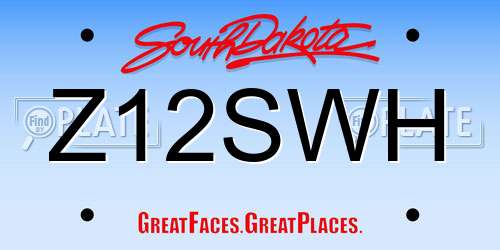 Z12SWH South Dakota License Plate