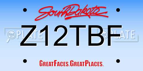 Z12TBF South Dakota License Plate