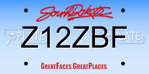 Z12ZBF South Dakota License Plate