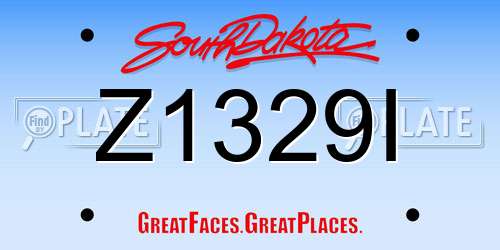 Z1329I South Dakota License Plate