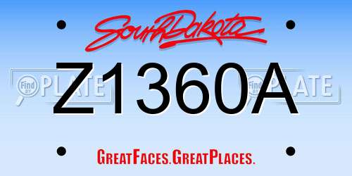Z1360A South Dakota License Plate