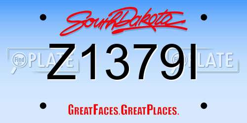 Z1379I South Dakota License Plate