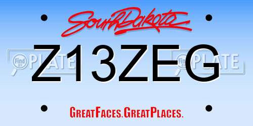 Z13ZEG South Dakota License Plate