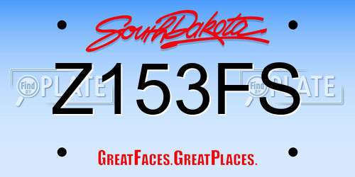 Z153FS South Dakota License Plate
