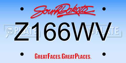 Z166WV South Dakota License Plate