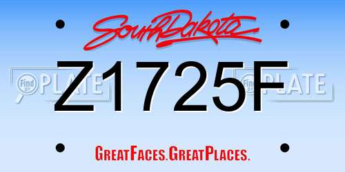 Z1725F South Dakota License Plate