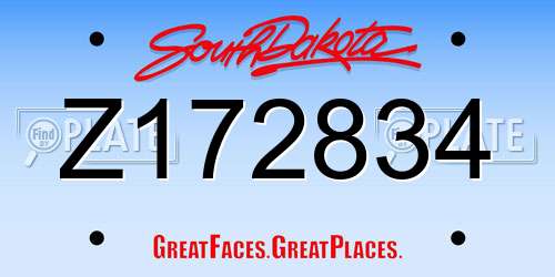 Z172834 South Dakota License Plate