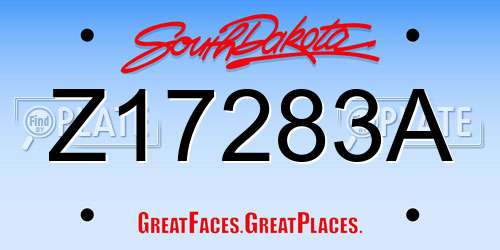 Z17283A South Dakota License Plate