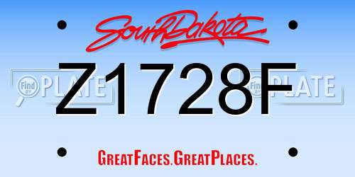 Z1728F South Dakota License Plate