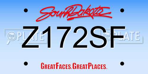 Z172SF South Dakota License Plate