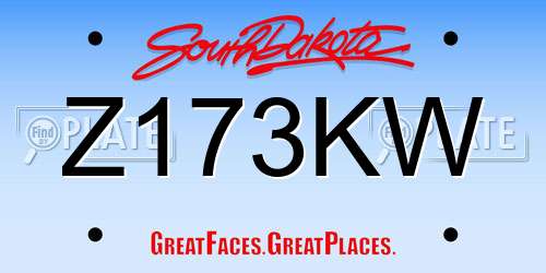 Z173KW South Dakota License Plate