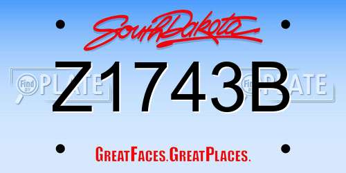 Z1743B South Dakota License Plate