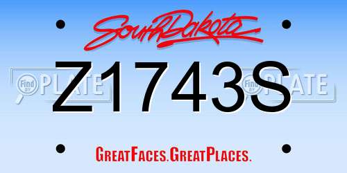 Z1743S South Dakota License Plate