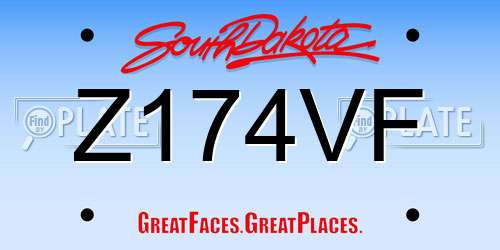 Z174VF South Dakota License Plate