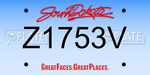 Z1753V South Dakota License Plate