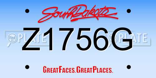 Z1756G South Dakota License Plate
