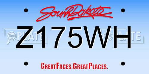 Z175WH South Dakota License Plate