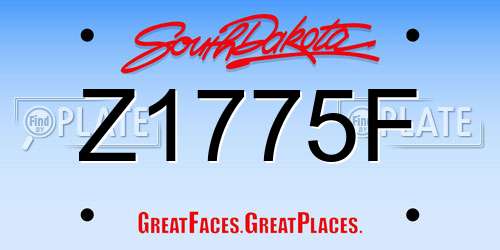 Z1775F South Dakota License Plate